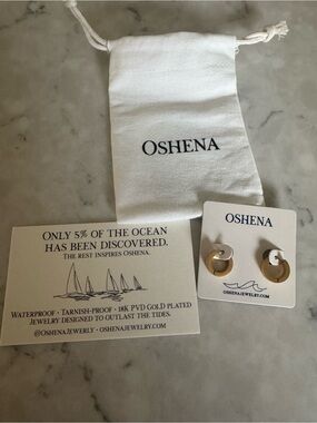Oshena Gold Hoop Earrings - Textured Small Huggies, Never Worn
